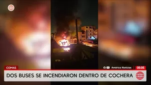 Incendio de buses de Perla Express en Comas. Foto y video: América Noticias