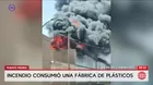 Incendio consume fábrica de plásticos en Puente Piedra