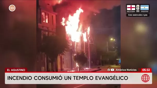 Incendio consume un templo evangélico en El Agustino. Foto: América Noticias Incendio consume un templo evangélico en El Agustino. Foto: América Noticias
