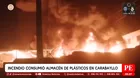 Incendio consumió un almacén de plásticos en Carabayllo