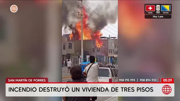 Incendio destruye casa en San Martín de Porres. Foto: América Noticias Incendio destruye casa en San Martín de Porres. Foto: América Noticias