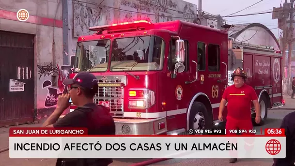 Incendio destruye dos casas y un almacén en San Juan de Lurigancho. Foto: América Noticias