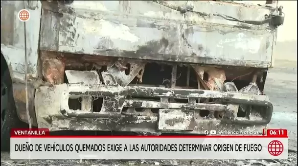 El propietario de dos vehículos de la empresa Vipusa destruidos por un incendio en Ventanilla negó haber recibido extorsiones/ América Noticias El propietario de dos vehículos de la empresa Vipusa destruidos por un incendio en Ventanilla negó haber recibido extorsiones/ América Noticias