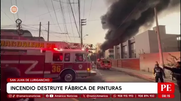 Fábrica de pinturas se incendió en SJL: hubo explosiones y afectó más de 4 locales/ América Noticias Fábrica de pinturas se incendió en SJL: hubo explosiones y afectó más de 4 locales/ América Noticias