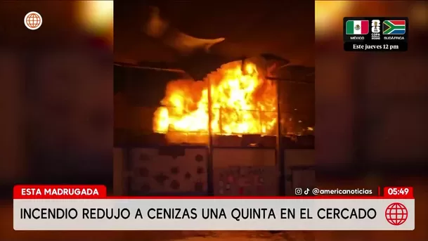 Incendio destruye quinta en el Cercado de Lima. Foto: América Noticias