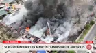 Incendio se reaviva en almacén de aerosoles en Huachipa