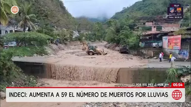 Indeci confirma que cifra de fallecidos por lluvias aumentó a 59 a nivel nacional. Foto: América Noticias