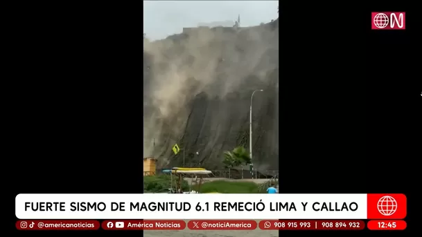 Indeci: Sismo provocó deslizamiento de tierra en la Costa Verde. Foto: Canal N / América Noticias