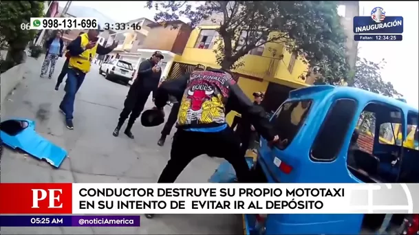 Conductor destruyó su mototaxi en Independencia. Foto: América Noticias