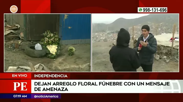 Dejan arreglo fúnebre con mensaje de amenaza | Imagen: América Noticias Dejan arreglo fúnebre con mensaje de amenaza | Imagen: América Noticias