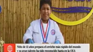 Niño de 12 años prepara el ceviche más rápido del mundo. Foto: captura de TV