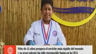 Niño de 12 años prepara el ceviche más rápido del mundo. Foto: captura de TV