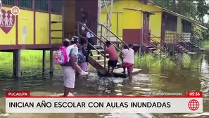 Inician año escolar con aulas inundadas en Pucallpa. Foto y video: América Noticias