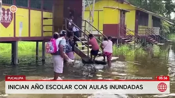 Inician año escolar con aulas inundadas en Pucallpa. Foto y video: América Noticias