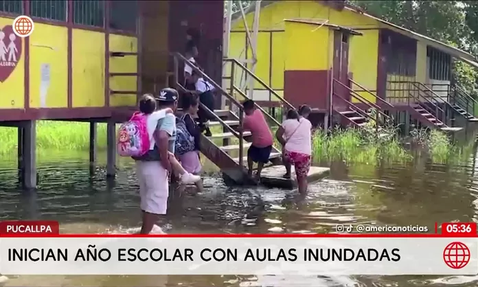 Colegios de Pucallpa inicia clases inundado