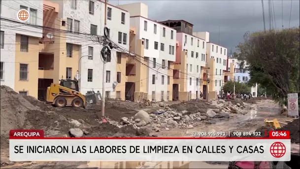 Inician limpieza en Arequipa tras desborde de torrentera. Foto: América Noticias