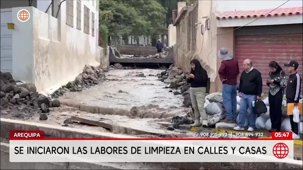 Inician limpieza en Arequipa tras desborde de torrentera. Foto: América Noticias