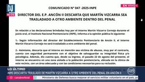 INPE descarta traslado de Martín Vizcarra a nuevo ambiente en Ancón II