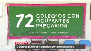 Unos 72 colegios públicos tienen ocupantes precarios que dificultan obras y proyectos de reconstrucción. En algunos casos, terrenos escolares permanecen en manos de inquilinos, concesionarias y hasta negocios como lavados de autos. Video: Cuarto Poder