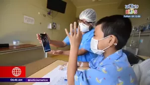 Niños internados se comunican por videollamada. América Noticias