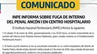 INPE: Reo del penal Ancón I escapó de hospital en Puente Piedra