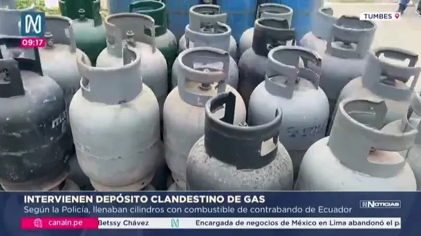 Policía halló depósito clandestino de gas en Papayal Tumbes/ Canal N Policía halló depósito clandestino de gas en Papayal Tumbes/ Canal N