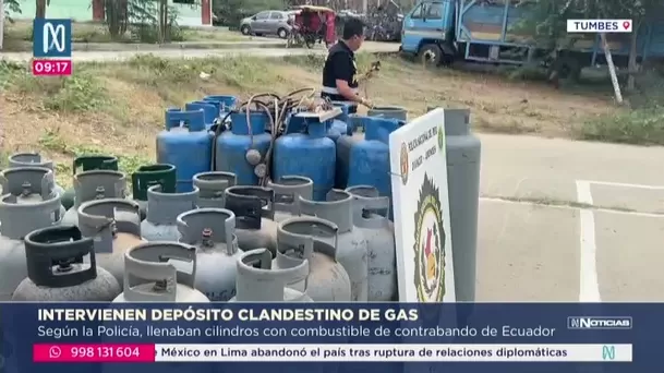 Con apoyo de drones, Policía halló depósito ilegal de gas cerca a la frontera en Tumbes/ Canal N Con apoyo de drones, Policía halló depósito ilegal de gas cerca a la frontera en Tumbes/ Canal N