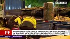 Intervienen tráiler que transportaba 10 cilindros de acetona en bloque de concreto hacia Ayacucho 