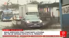 Inundación tras llovizna dificulta tránsito en Villa El Salvador