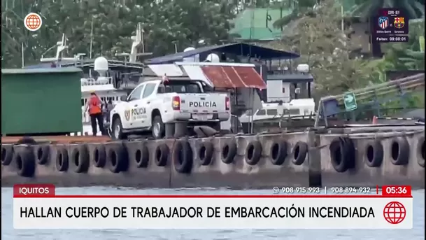 Hallan cuerpo de trabajador tras incendio de embarcación en Iquitos. Foto: América Noticias