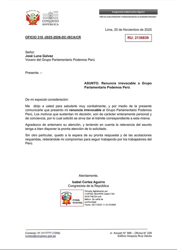 Foto: Congreso de la República Foto: Congreso de la República