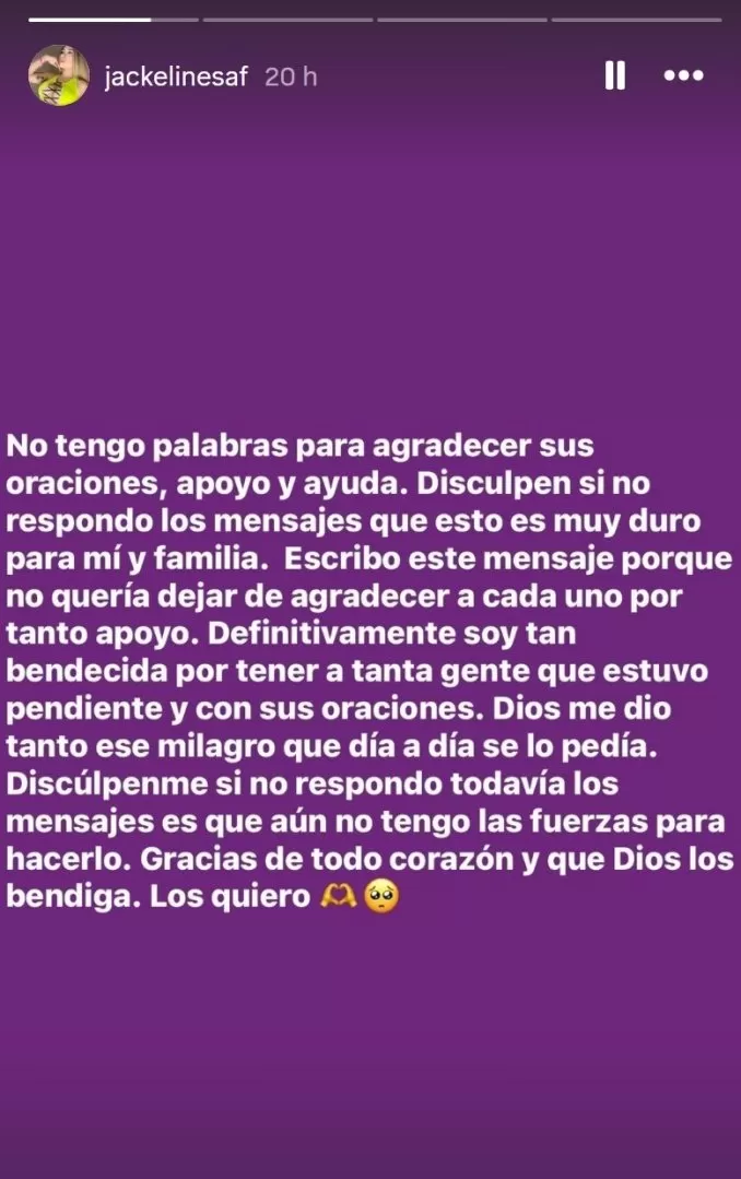 Jackeline Salazar se pronunció tras estar secuestrada 11 días. Foto: Instagram