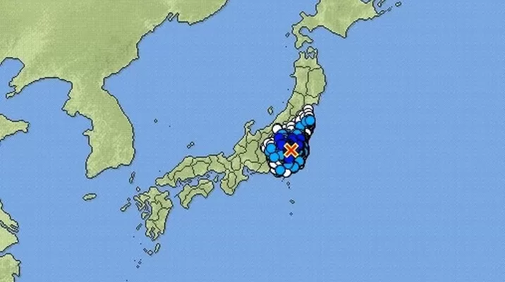 Sismo al sudeste de Tokio, en Japón. Imagen: JMA Sismo al sudeste de Tokio, en Japón. Imagen: JMA