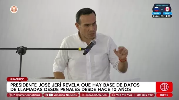 José Jerí revela base de datos de llamadas desde penales/ América Noticias José Jerí revela base de datos de llamadas desde penales/ América Noticias