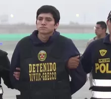 El cabecilla de Los Pulpos, Jhonsson Cruz, llegó a Lima en un avión Hércules de la FAP y fue conducido a una sede policial para quedar a disposición de la justicia. Video: Canal N