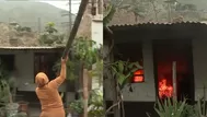 Jicamarca: balean casa de dirigente y vecinos queman vivienda