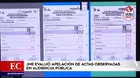 JNE evaluó en audiencia pública apelación de actas observadas