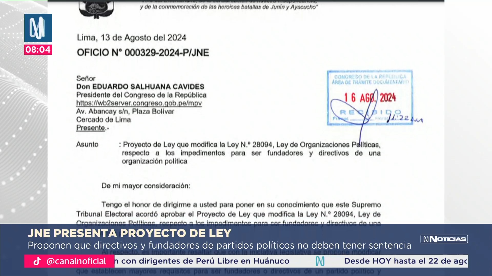 JNE propone que fundadores de partidos no deben tener sentencia