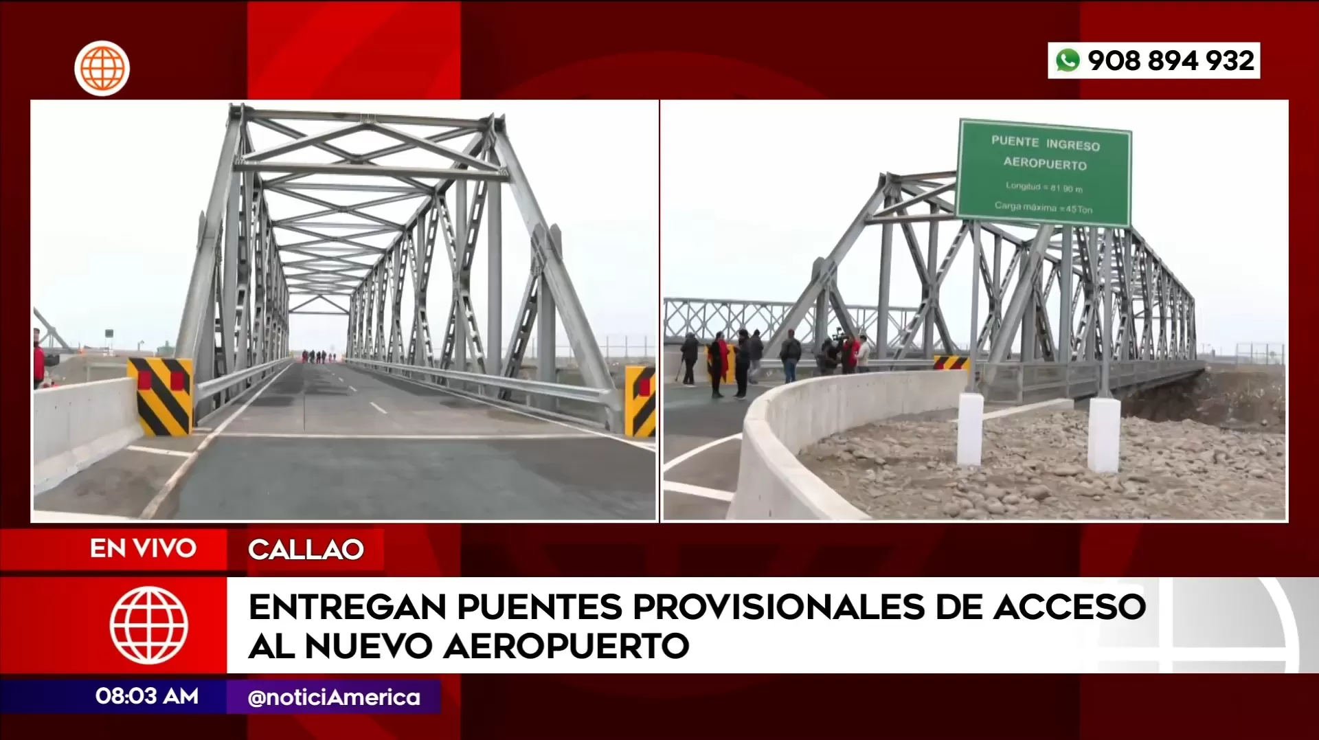 Entregan puentes provisionales de acceso a nuevo Aeropuerto Jorge Chávez. Foto: América Noticias