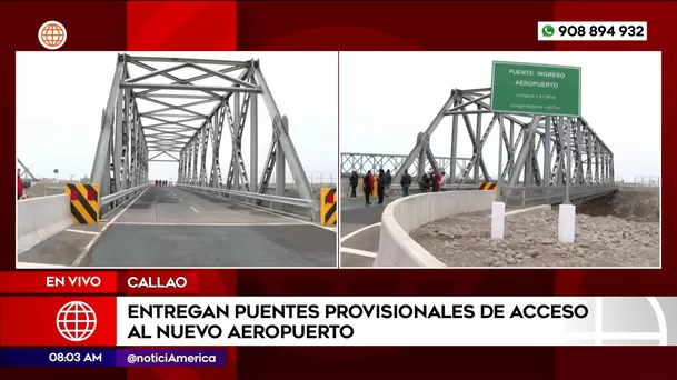 Entregan puentes provisionales de acceso a nuevo Aeropuerto Jorge Chávez. Foto: América Noticias Entregan puentes provisionales de acceso a nuevo Aeropuerto Jorge Chávez. Foto: América Noticias