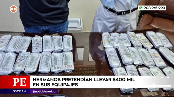 Hermanos pretendían llevar 400 mil dólares en equipajes. Foto: América Noticias