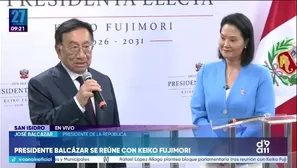 El presidente de la República, José Balcázar, sostuvo este jueves una reunión con la presidenta electa, Keiko Fujimori, en el marco del proceso de transferencia de gobierno./ Video: Canal N