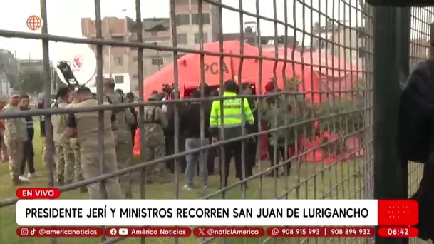 José Jerí recorre San Juan de Lurigancho por estado de emergencia con ministros y alcalde. Foto: América Noticias