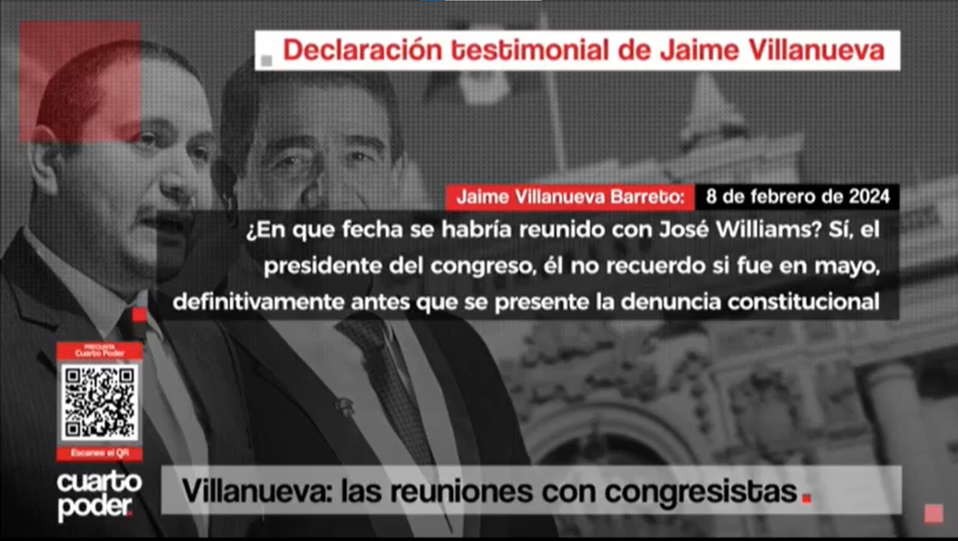 José Williams calificó de "falso" testimonio de Jaime Villanueva sobre caso de inhabilitación a Zoraida Ávalos