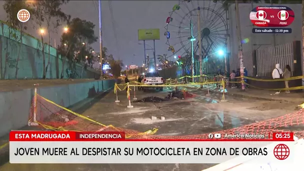 Joven de 20 años muere tras despistar su moto en Independencia. Foto: América Noticias