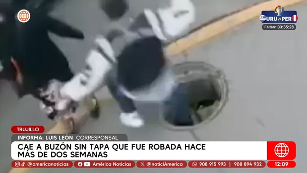 Joven cae a buzón sin tapa en Trujillo y queda gravemente herido. Foto: América TV