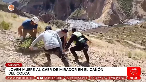 Joven muere al caer de mirador en el Cañón del Colca en Arequipa. Foto: América Noticias Joven muere al caer de mirador en el Cañón del Colca en Arequipa. Foto: América Noticias