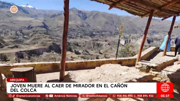 Joven muere al caer de mirador en el Cañón del Colca en Arequipa. Foto: América Noticias Joven muere al caer de mirador en el Cañón del Colca en Arequipa. Foto: América Noticias