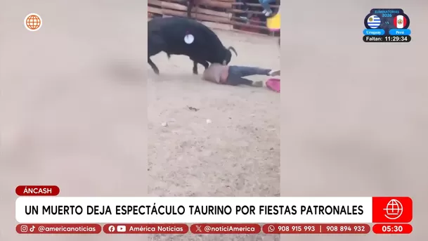 Joven murió tras ser embestido por toro en espectáculo en Áncash. Foto: América Noticias