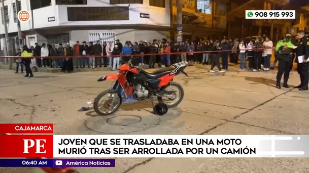 Joven que iba en una moto murió tras ser arrollada por camión en Cajamarca. Foto: América Noticias